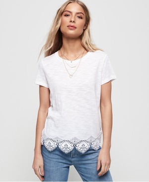 Superdry Morocco Lace Hem Női Pólók Fehér | EOWML9625